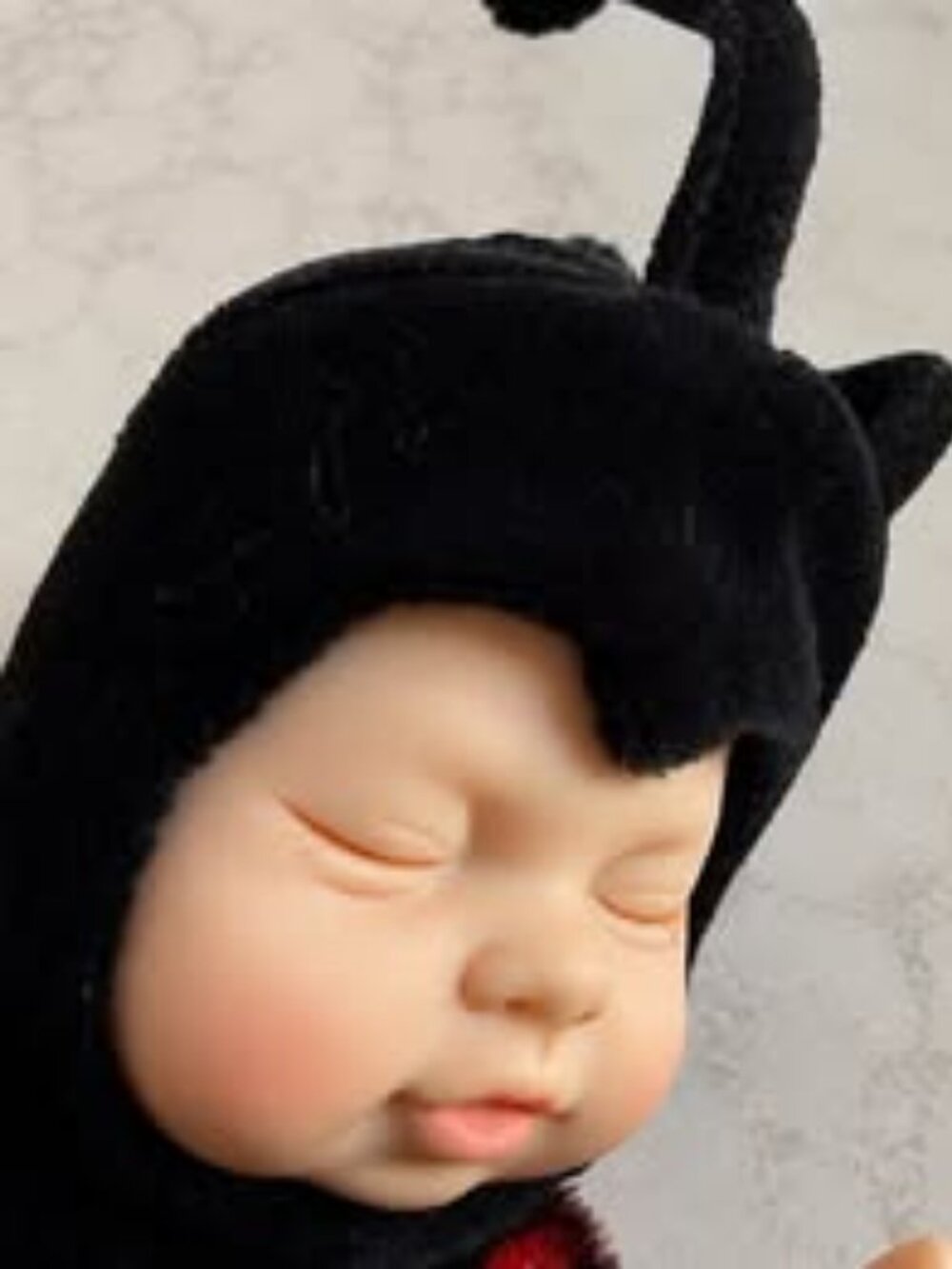 Anne Geddes Ladybug Sleeping Baby Plush Doll Red Black Collectible